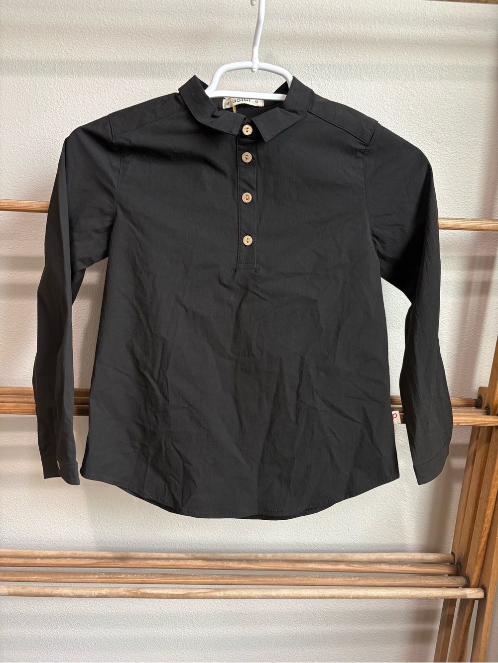 Pastel Black Long Sleeve Collared Shirt | Girls Size 8 | NWT